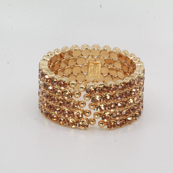 CAROLINA HERRERA CH COUTURE DESIGNER AMBER RHINESTONES OPULENT BRACELET - Picture 3 of 6